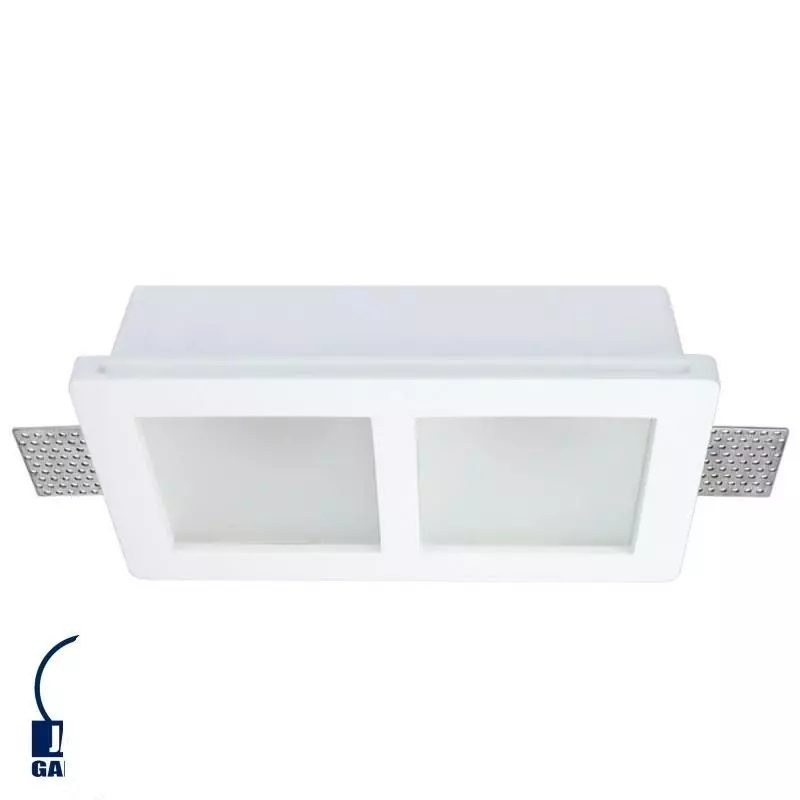 Support Spot Encastrable Blanc Rectangulaire Largeur 215mm 2xGU10 Max 10W