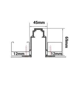 Rail Magnétique Encastrable Noir 1.5m Largeur 45mm en Aluminium Triphasé S35