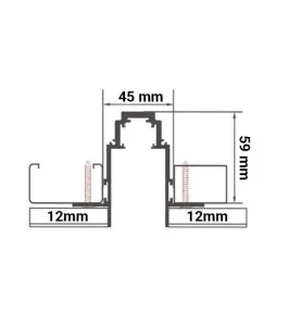 Rail Magnétique Semi-Encastrable Noir 1m Largeur 45mm en Aluminium Triphasé S35