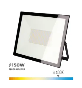 Projecteur LED 150W Noir Étanche IP65 12000lm (1200W) - Blanc du Jour 6400K