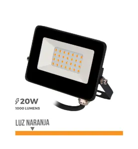 Projecteur LED 20W Noir Étanche IP65 1000lm (160W) - Orange