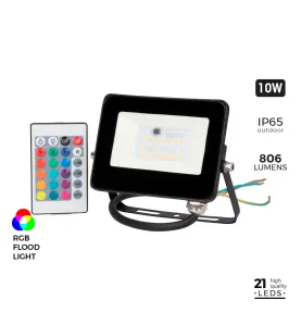 Projecteur LED 10W Noir Étanche IP65 806lm (80W) - RGB Multicolore