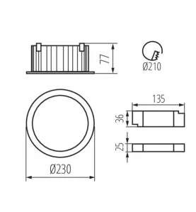 Spot LED Encastrable Noir 40W Étanche IP44 Rond ∅230mm Noir - Blanc Naturel 4000K