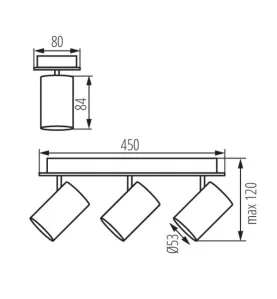 Applique Mural / Plafonnier Blanc 3 x GU10 10W