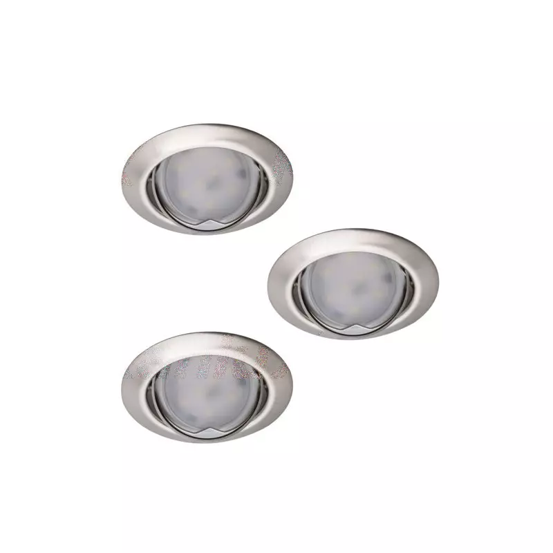 Support Spot LED Encastrable Chrome Mat 3x10W Intérieur GU5.3/GU10 ⌀82mm - Blanc Chaud 3000K