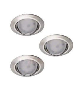 Support Spot LED Encastrable Chrome Mat 3x10W Intérieur GU5.3/GU10 ⌀82mm - Blanc Chaud 3000K