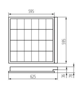 Dalle avec Grille encastrable 625x595mm pour Tubes LED T8 4x18W Max REGIS