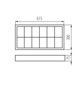 Dalle avec Grille saillie 615x300mm pour Tubes T8 2x18W Max