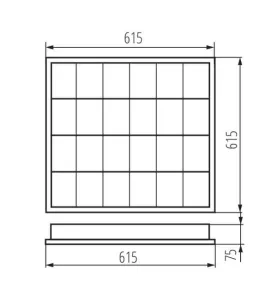 Dalle avec Grille saillie 615x615mm pour Tubes T8 4x18W Max