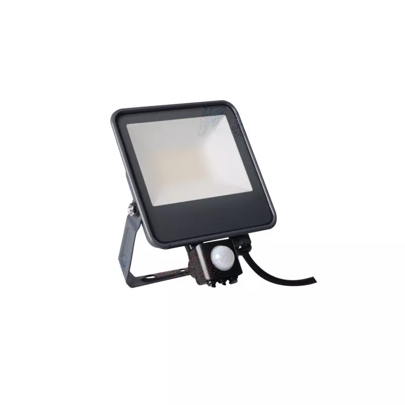 Projecteur LED à Détecteur PIR Orientable 30W 3450lm (240W) 100° Étanche IP44 Noir 135mmx186mm - Blanc Naturel 4000K