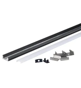 Profilé Aluminium Noir Fin 7mm pour Ruban LED 2m