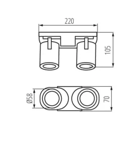 Applique saillie pour 2 ampoules GU10 - Noir