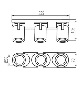 Applique saillie pour 3 ampoules GU10 - Noir