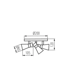 Plafonnier Saillie PAR16 GU10 Max 3x10W IP20 Ø65mm Argent-Cuivre