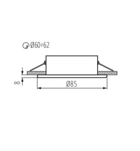 Support de spot encastrable perçage 60-62mm - étanche IP44 rond Mat noir