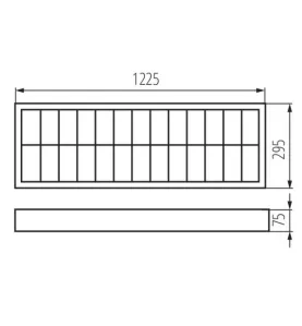 Dalle avec Grille saillie 1225x295mm pour Tubes T8 2x36W Max