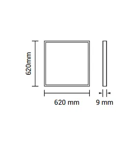 Dalle LED 36W 204W 3060lm Carré Blanc 620mmx620mm - Blanc Chaud 2700K