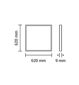 Plafonnier LED 36W 207W 3600lm Carré Blanc 620mmx620mm  - Blanc Chaud 2800K