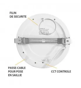 Plafonnier LED Encastrable Dimmable AC220/240V 18W 1440lm 100° IP40 IK08 Ø220mm - CCT 3000K-6000K perçage Ø52mm