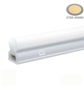 Réglette LED Type T5 avec Interrupteur 16W 1280lm (90W) IP20 1170mm - Blanc Chaud 2700K