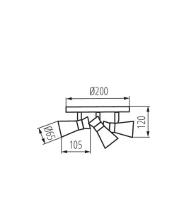 Plafonnier Saillie PAR16 GU10 Max 3x10W IP20 Ø65mm Noir-Or