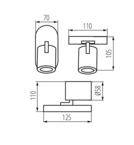 Applique Mural / Plafonnier Saillie Max 35W PAR16 GU10 IP20 70mm Blanc