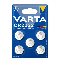 Pile bouton lithium cr2032 3v varta (emballage 5 unit) ø20,0x3,2mm