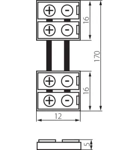 Double-Connecteurs pour Ruban LED 12mmx16mm Monocouleur