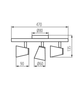 Applique Murale / Plaffonier en Saillie GU10 PAR16 3X10W Ø80mm IP20 Noir