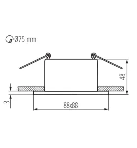 Support Spot Encastrable Plafond Noir 10W MR16/PAR16 88mm GU10 /Gx5.3