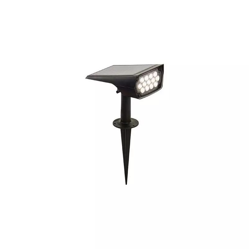 Lampe Piquet Solaire Carré LED 2W 160lm 120° Étanche IP65 313mm Noir - Blanc Chaud 3000K