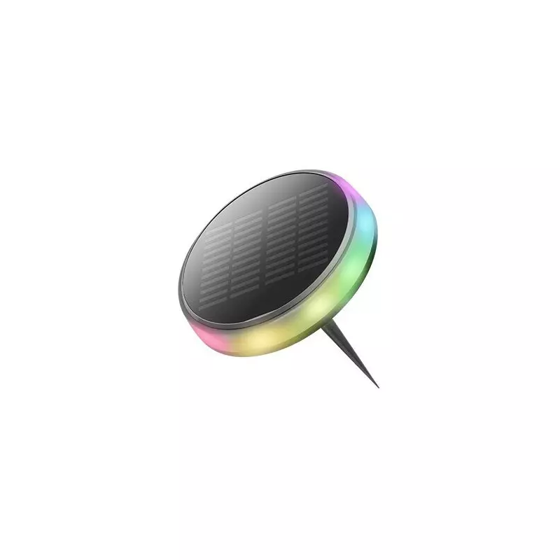 Lampe Piquet Solaire Rond LED 0,6W 8lm 120° Étanche IP65 313mm Noir - RGB