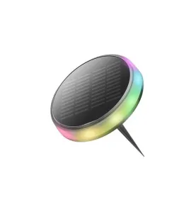 Lampe Piquet Solaire Rond LED 0,6W 8lm 120° Étanche IP65 313mm Noir - RGB