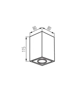 Plafonnier Saillie 10W GU10 PAR16 80x80mm Carré Noir