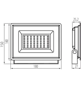 Projecteur LED 50W 4500lm Noir Étanche IP65 110° (400W) 150mmx180mm - Blanc Naturel 4000K