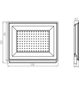 Projecteur LED 100W 9550lm Noir Étanche IP65 110° (800W) 222mmx270mm - Blanc Naturel 4000K