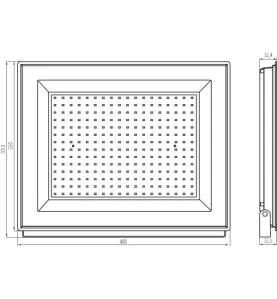 Projecteur LED 200W 19000lm Noir Étanche IP65 110° (1600W) 333mmx400mm - Blanc Naturel 4000K