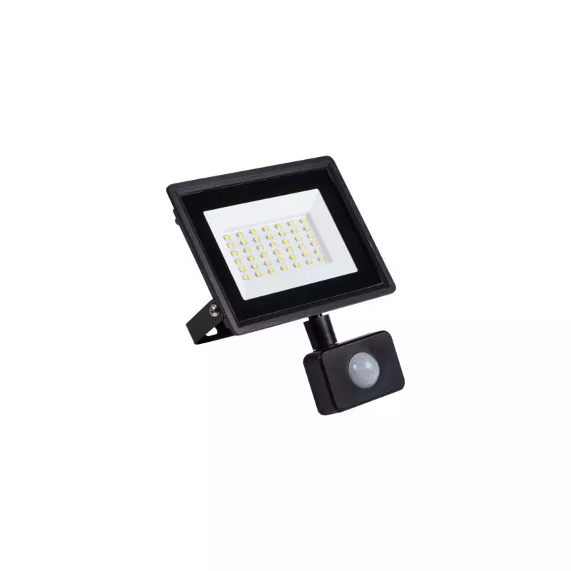 Projecteur LED à Détecteur 30W 2650lm Noir Étanche IP44 110° (240W) 189mmx150mm - Blanc Naturel 4000K