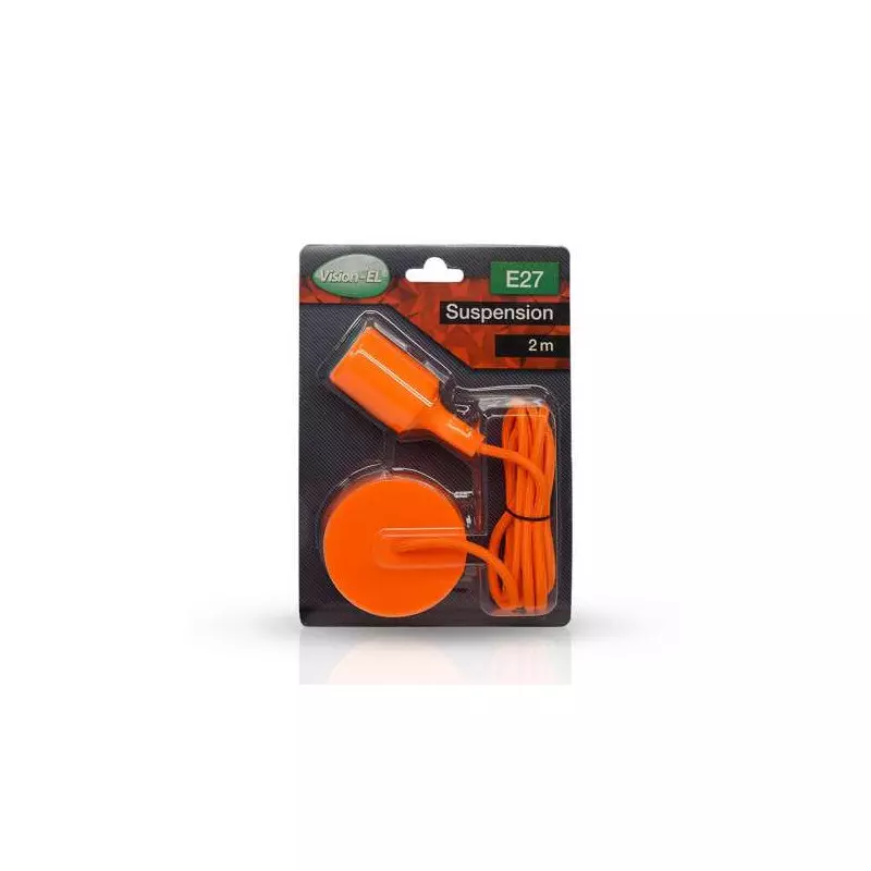 Suspension Noire avec douille E27 avec câble 2m Orange