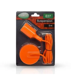 Suspension Noire avec douille E27 avec câble 2m Orange