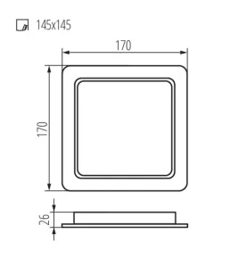 Spot LED Encastrable 18W 1900lm Étanche IP44 Carré 120° 170mmX170mm - Blanc Naturel 4000K