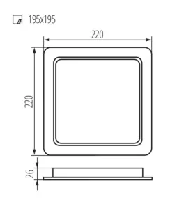 Spot LED Encastrable 24W 2600lm Étanche IP44 Carré 120° 225mmX225mm - Blanc Naturel 4000K