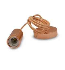 Suspension Métal Cylindrique E27 Or Rose avec câble 2m