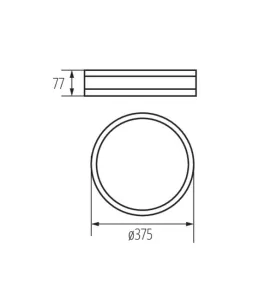 Plafonnier Saillie E27 2x20W IP20 ∅375mm Noir