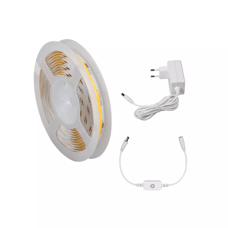 Kit Complet Ruban LED COB avec Contrôleur et Alimentation Dimmable 8W/m 720lm/m IP00 3m - Blanc Chaud 3000K