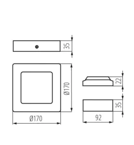 Spot LED Saillie 12W 659lm 110° 170x169mm Noir - Blanc Chaud 3000K