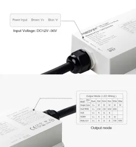 Contrôleur LED Radiofréquence RGBW étanche IP67 DC12V avec connexion 5 pins