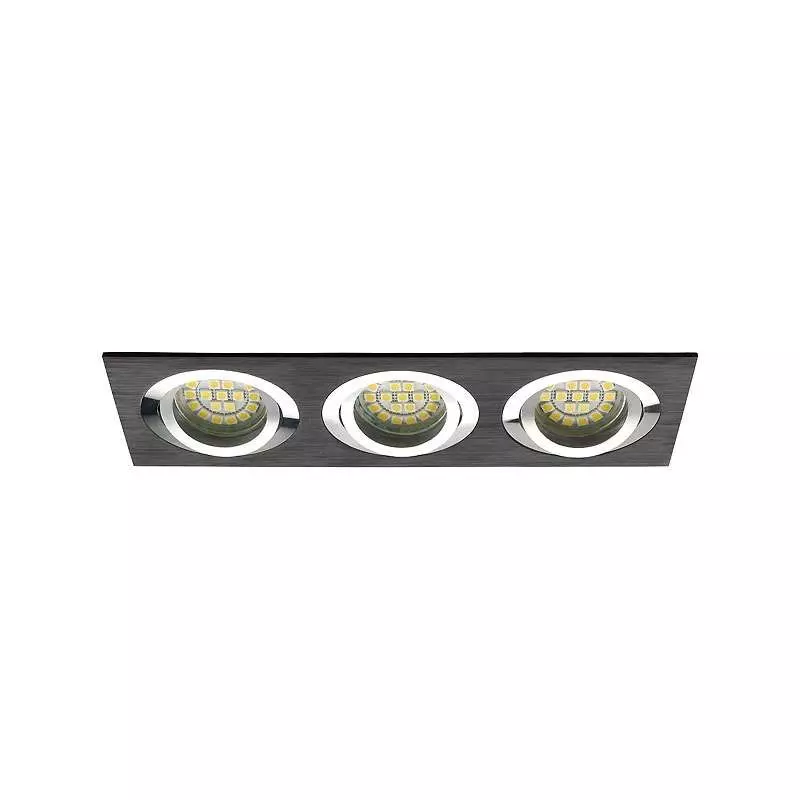 Support Spot LED Encastrable Rectangulaire GU5.3 3x50W DC12V 30° Gris