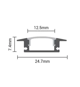 Profilé 2m Aluminium Noir Fin Hauteur 7mm Diffuseur Blanc