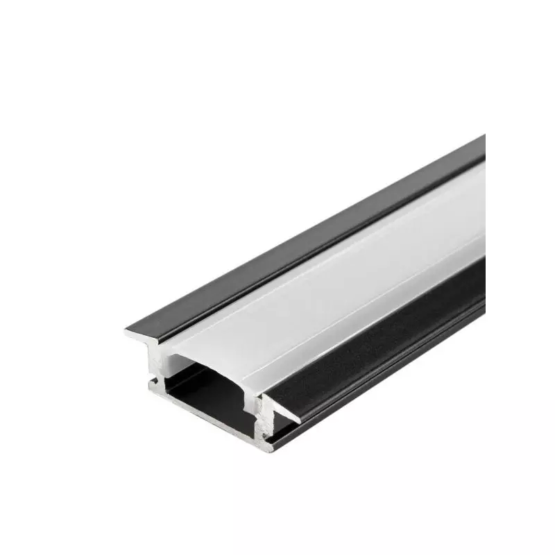 Profilé 2m Aluminium Noir Fin Hauteur 7mm Diffuseur Blanc